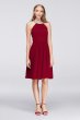 Short Chiffon Dress with Beaded Illusion Neckline W11082