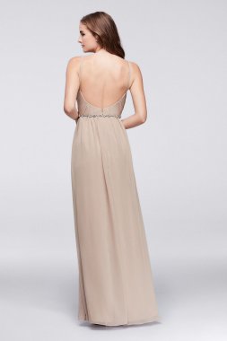 Twist Bodice Chiffon Dress with Beaded Belt W11147