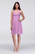Short Mesh Bridesmaid Dress with Crisscross Back W11480