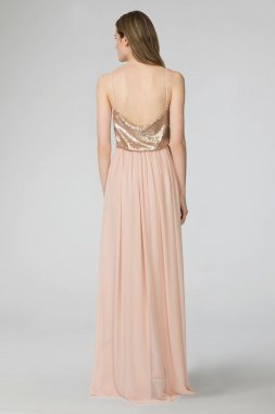 Paige V-Neck Sequin and Chiffon Bridesmaid Dress Donna W2444MDB