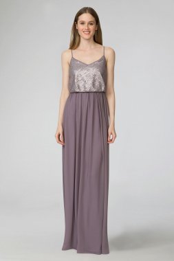 Paige V-Neck Sequin and Chiffon Bridesmaid Dress Donna W2444MDB