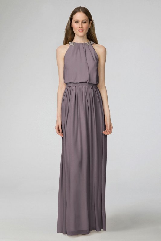 Peyton Chiffon Bridesmaid Dress with Bead Neckline Donna W2446MDB