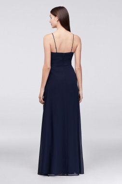 Lattice Neckline Long Chiffon Bridesmaid Dress W60001