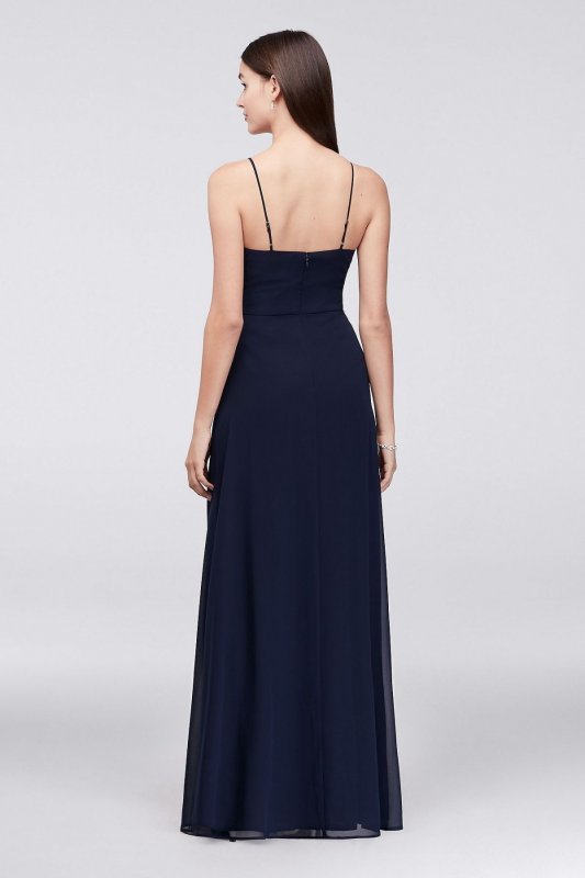 Lattice Neckline Long Chiffon Bridesmaid Dress W60001