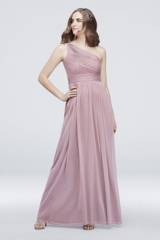 Micro-Pleated Mesh One-Shoulder Dress W60042
