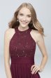 High-Neck Sequin Lace and Chiffon Dress W60081