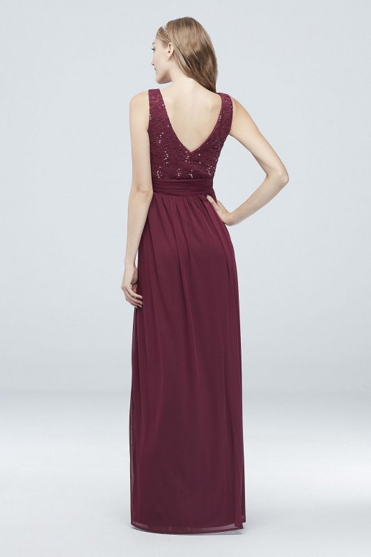 Mesh and Sequin Lace Dress with Pleated Waist W60082
