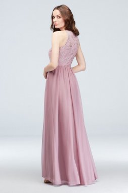 Double-Strap Long Printed Bridesmaid Wrap Dress F19755P