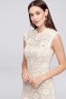 High-Neck Allover Lace Sheath Gown with Open Back 10586D