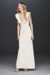 Plunging V-Neck Ruffle Strap Low Back Crepe Gown 10982