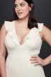Plunging V Ruffle Strap Plus Size Crepe Gown 10982W