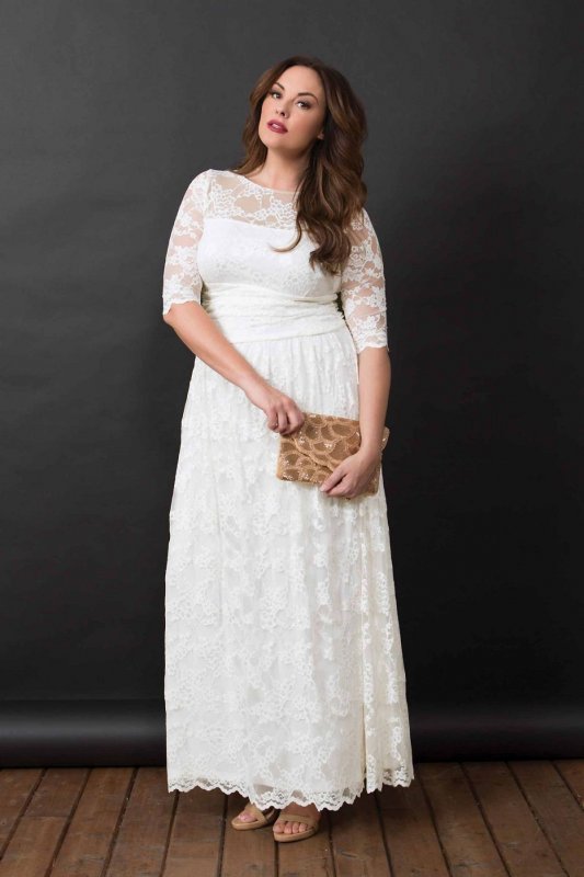 Plus Size Lace Illusion Wedding Gown 14130904DB