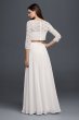 Lace Wedding Crop Top with 3/4 Length Sleeves 183599DB