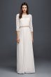 Lace Wedding Crop Top with 3/4 Length Sleeves 183599DB
