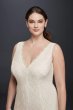 Allover Lace V-Neck Plus Size Sheath Wedding Dress 183626DBW