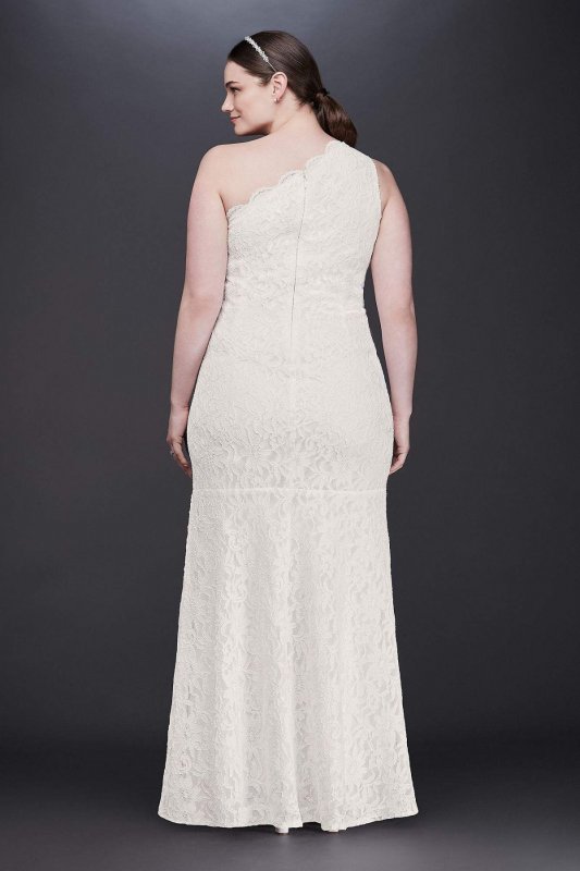 Scalloped One-Shoulder Lace Plus Size Gown 183668DBW