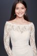 Off-the-Shoulder Long Sleeve Lace Draped Gown 184213DB