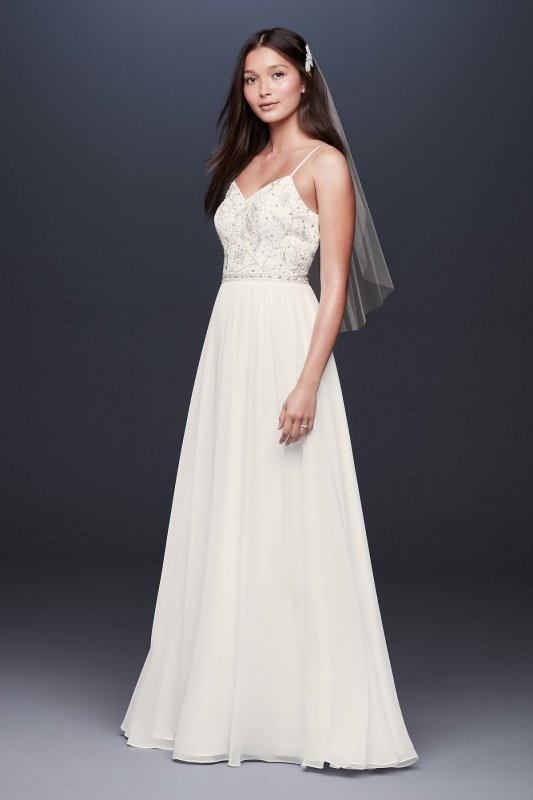 Beaded Ballerina Bodice Soft Chiffon Sheath Dress 184288DB