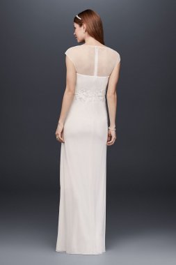 Lace Applique Illusion Mesh Sheath Dress 184336DB