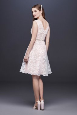 Burnout Short Wedding Dress with Cap Sleeves 184629DB