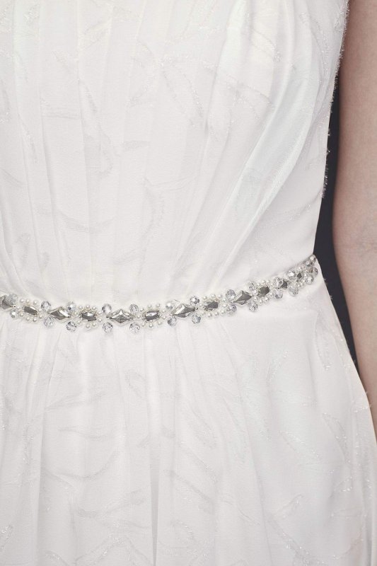Shimmering High-Low Dress with Beaded Waist 184634DB