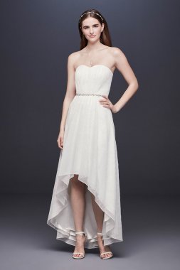 Shimmering High-Low Dress with Beaded Waist 184634DB