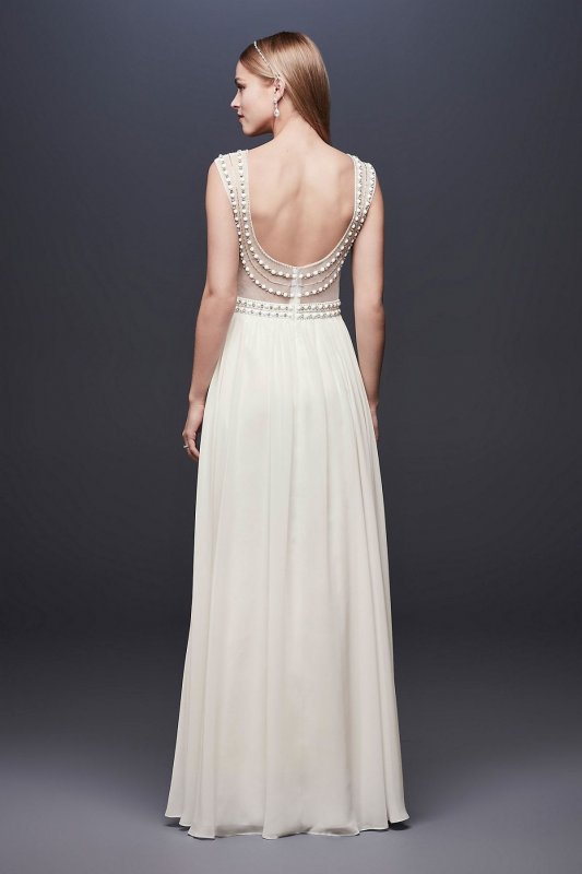 Beaded Sheath Wedding Dress with Illusion Mesh 184645DB