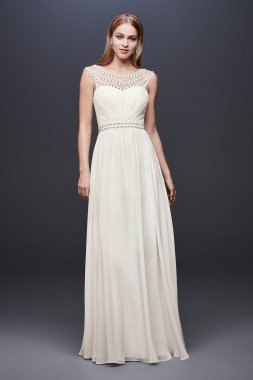 Beaded Sheath Wedding Dress with Illusion Mesh 184645DB