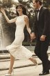 Short Crepe Dress with Asymmetric Lace Flounce 184765DB