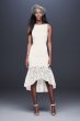 Short Crepe Dress with Asymmetric Lace Flounce 184765DB