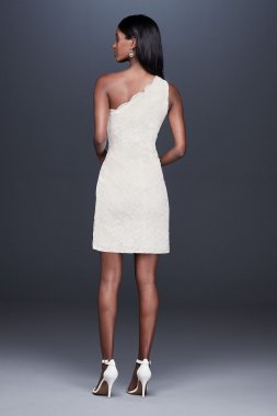 Scalloped One-Shoulder Lace Mini Dress 184781DB