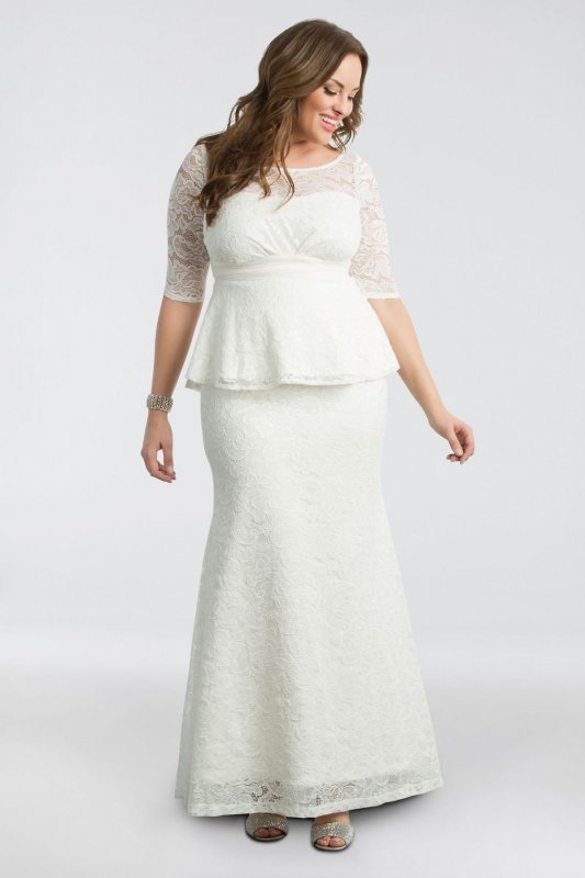 Poised Peplum Plus Size Wedding Gown 19150908