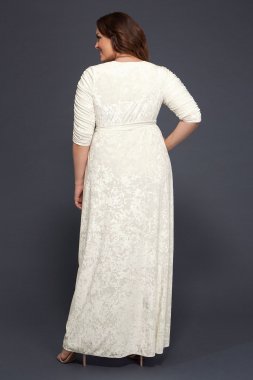 Velvet Plus Size Wrap Wedding Dress 19183007