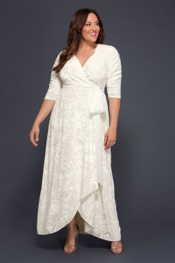 Velvet Plus Size Wrap Wedding Dress 19183007