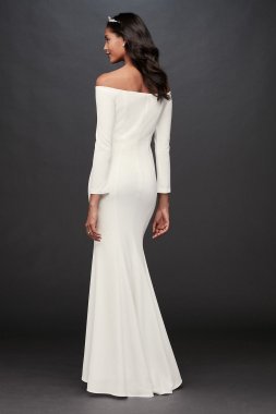 Long Sleeve Stretch Crepe Off-the-Shoulder Sheath 2037X