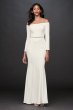 Long Sleeve Stretch Crepe Off-the-Shoulder Sheath 2037X