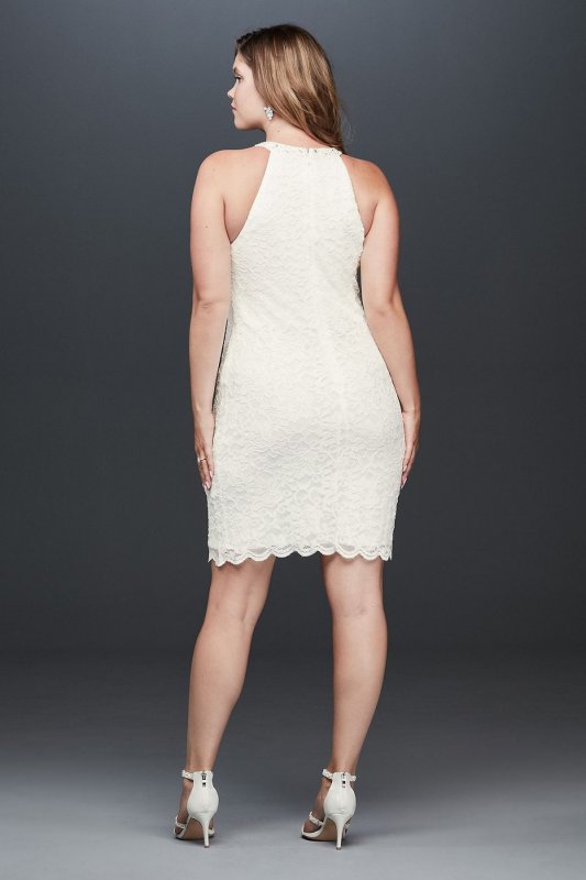 Short Plus Size Wedding Dress with Keyhole Cutout 21395DW