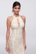 Long Glitter Lace Halter Dress with Keyhole Neck 21416