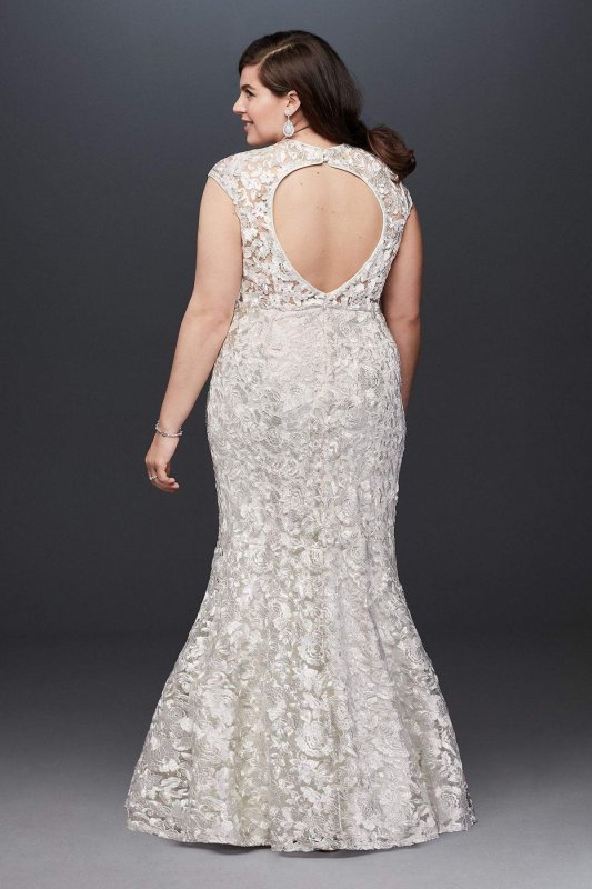 High-Neck Metallic Lace Mermaid Wedding Dress 261032W