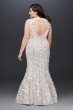 High-Neck Metallic Lace Mermaid Wedding Dress 261032W