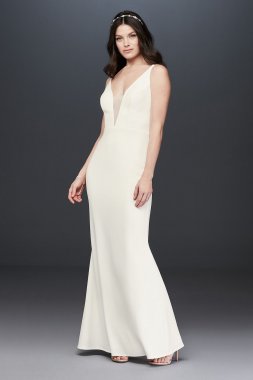 Deep-V Illusion Panel Spaghetti-Strap Dress Marina 263485D