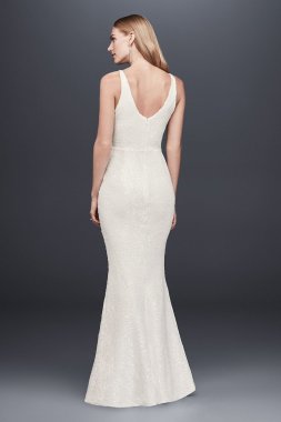 Allover Sequined V-Neck Sheath Gown 264186