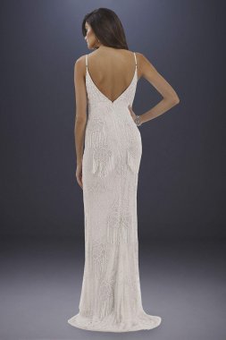 Danika Floral Beaded Sheath Wedding Dress 29892