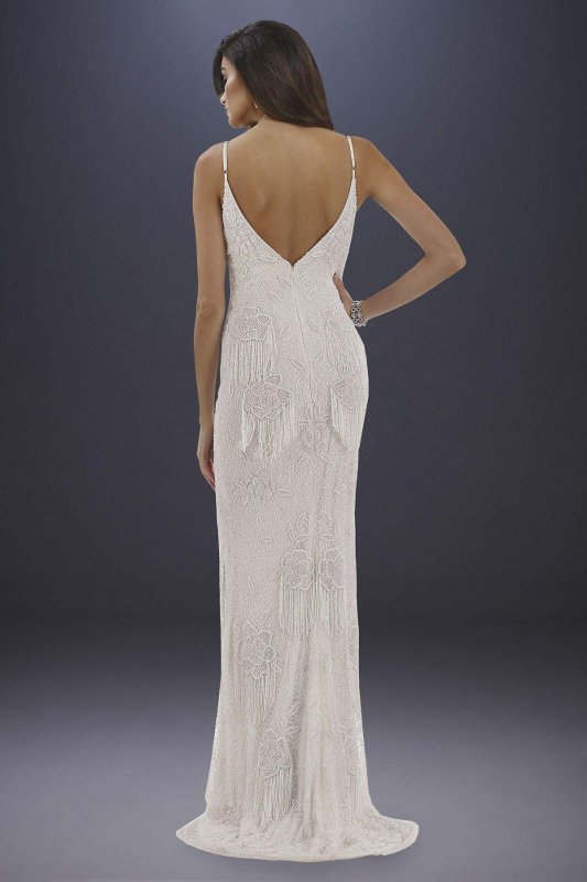 Danika Floral Beaded Sheath Wedding Dress 29892