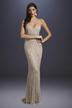 Beaded Sheath Wedding Dress with Spaghetti Straps 29904