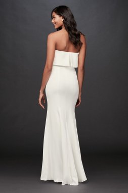 Flounce Top Stretch Crepe Strapless Sheath Dress 390X