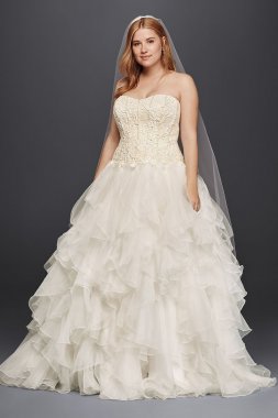 Extra Length Ruffled Organza Skirt Wedding Dress 4XL8CWG568