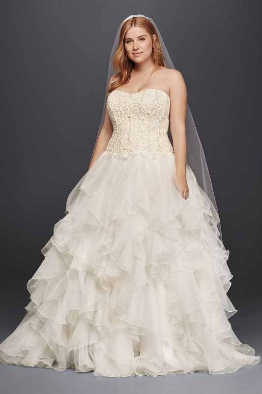 Extra Length Ruffled Organza Skirt Wedding Dress 4XL8CWG568