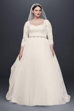 Plus Size Beaded Lace Wedding Dress 4XL8CWG731