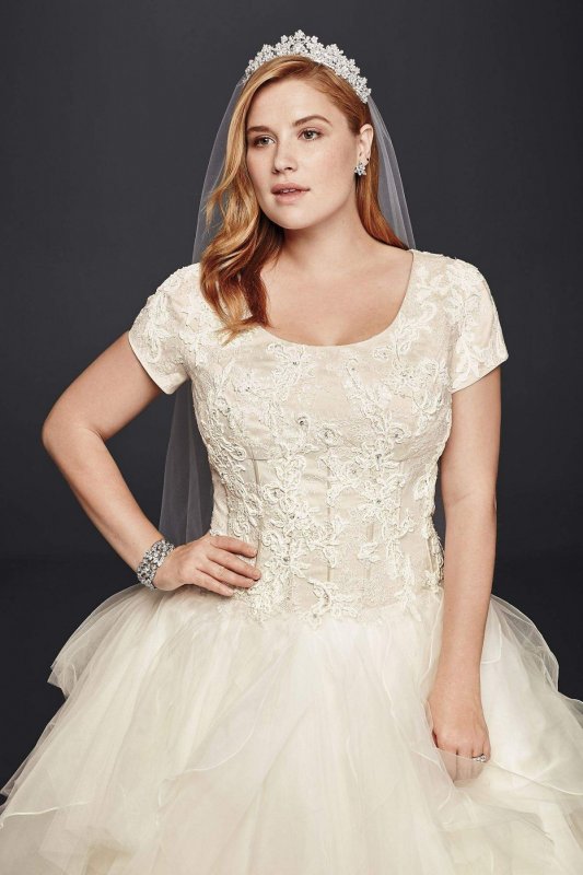 Short Sleeve Modest Wedding Dress 4XL8SLCWG568